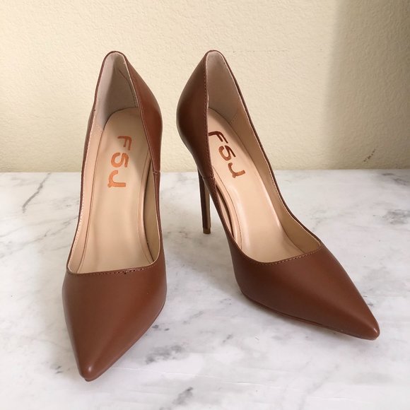 FSJ Shoes - SOLD❤️ Size 5.5 Brown PU High Heel Pump